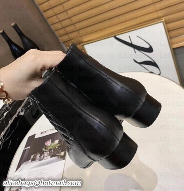  Discount Chanel CC Logo Quilting Ankle Boots C101606 Black 2019