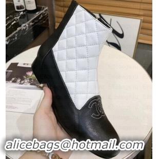 Luxury Chanel CC Logo Quilting Ankle Boots C101606 White/Black 2019