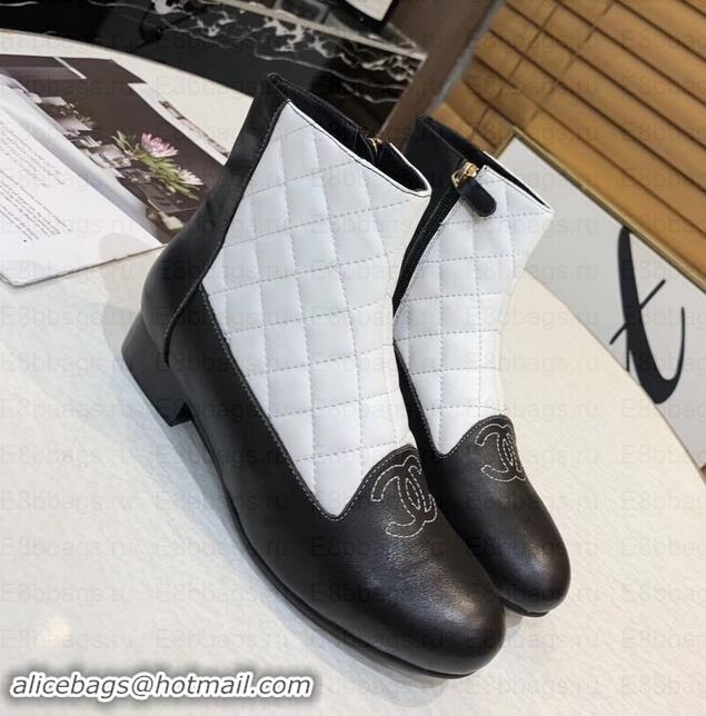 Luxury Chanel CC Logo Quilting Ankle Boots C101606 White/Black 2019