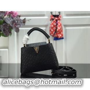 Duplicate Louis vuitton original Ostrich pattern CAPUCINES BB M94587 Eau de Black