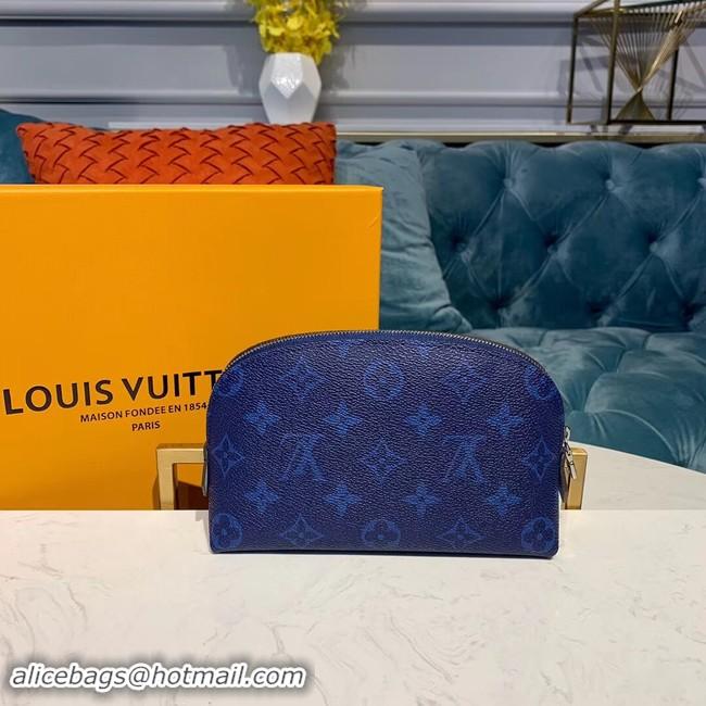 Good Looking Louis vuitton original Monogram COSMETIC POUCH PM M52030 blue