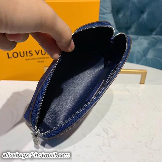 Good Looking Louis vuitton original Monogram COSMETIC POUCH PM M52030 blue