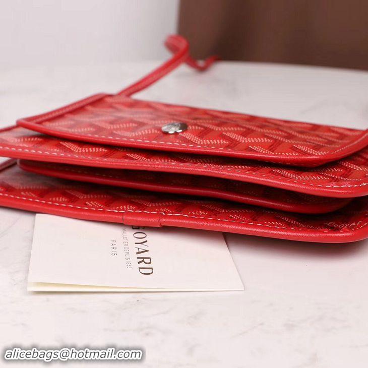 Latest Style Goyard Plumet Wallet Clutch Bag With Leather Strap 2166 Red