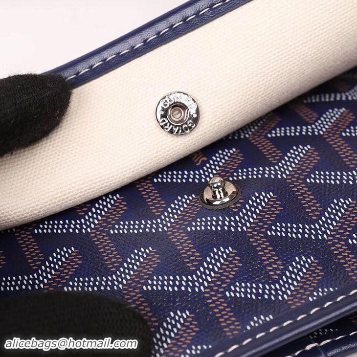 Stylish Goyard Plumet Wallet Clutch Bag With Strap 2166 Navy Blue