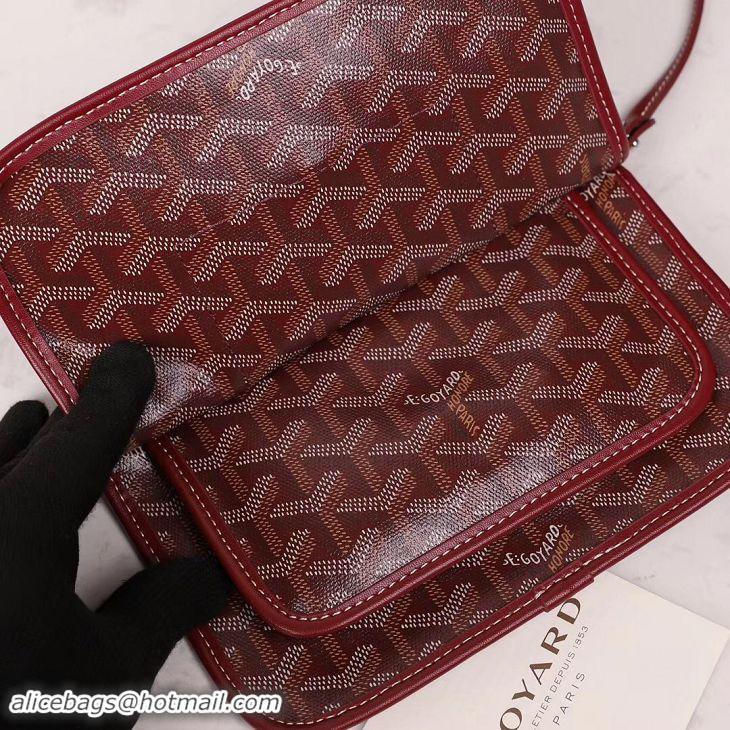 Imitation Goyard Plumet Wallet Clutch Bag With Strap 2166 Burgundy