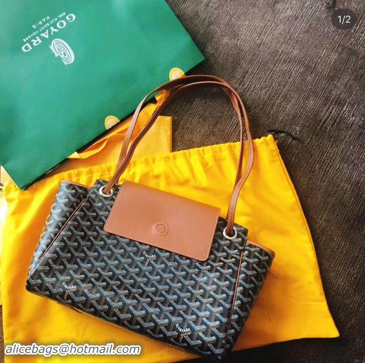 Inexpensive Goyard Original Rouette Shoulder Tote Bag 00315 Black And Tan