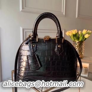 Well Crafted Louis Vuitton Crocodile Pattern Leather Bag N90897 Black