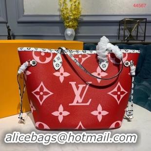 Discount Louis Vuitton Monogram Canvas Original Leather NEVERFULL MM M44567 Red