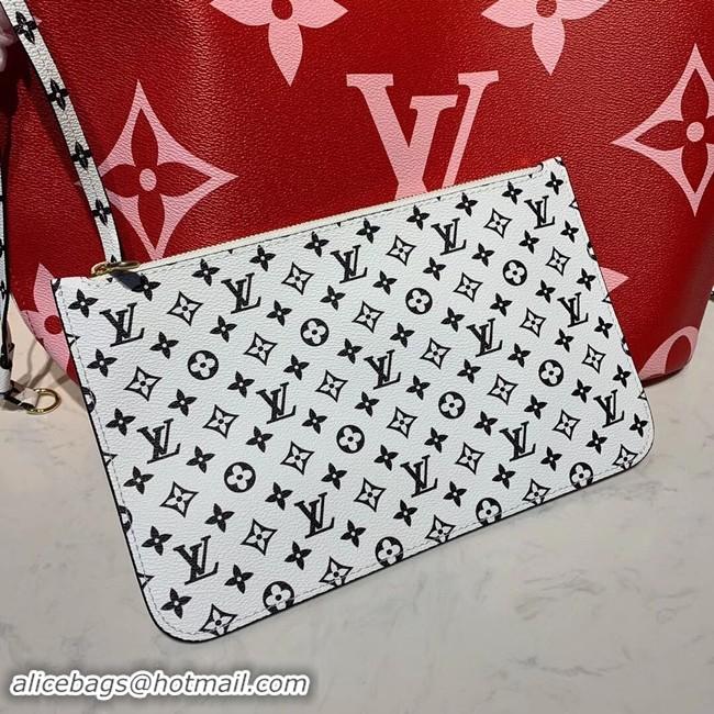 Discount Louis Vuitton Monogram Canvas Original Leather NEVERFULL MM M44567 Red