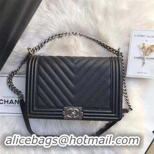 Discount Chanel Leboy Original Caviar leather Shoulder Bag Black A67087 Silver