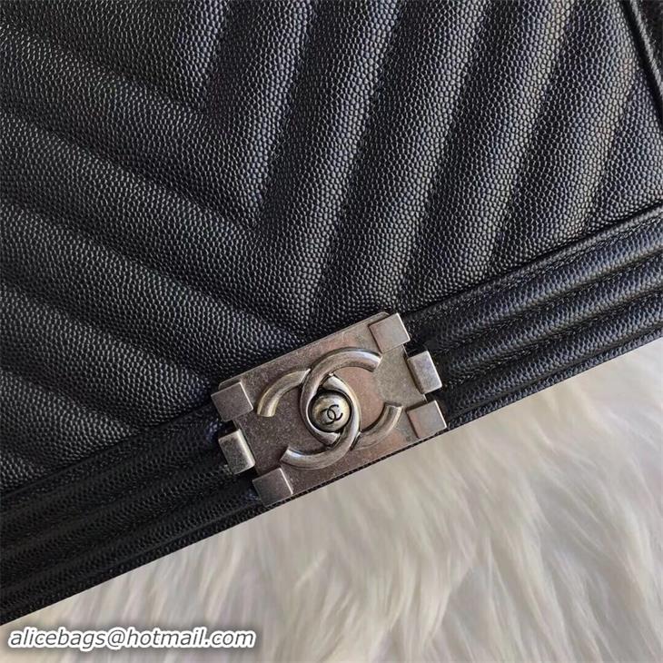 Discount Chanel Leboy Original Caviar leather Shoulder Bag Black A67087 Silver