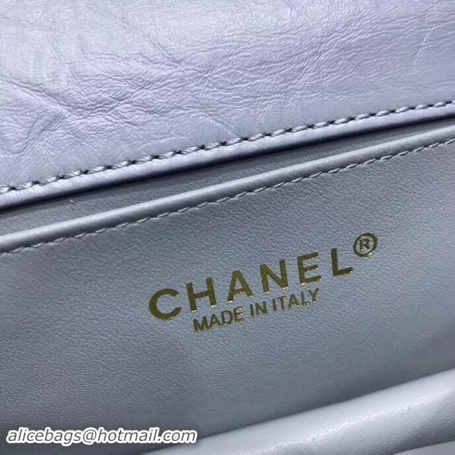 Grade Chanel waist bag Aged Calfskin & Gold-Tone Metal A57991 light blue