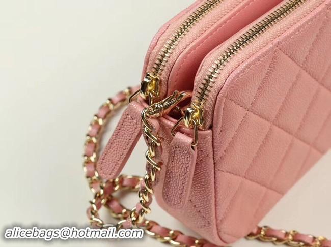 Luxury Chanel Calfskin & Gold-Tone Metal A82527 pink