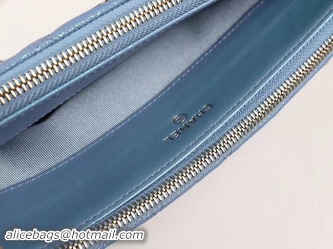 Discount Chanel Calfskin & Gold-Tone Metal A82527 sky blue