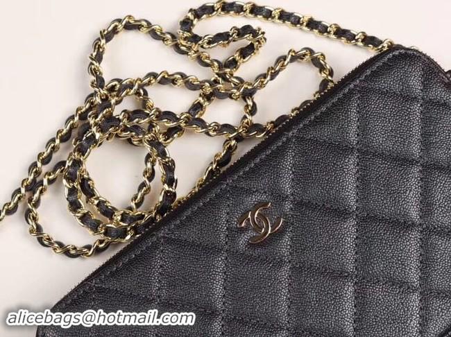 Stylish Chanel Calfskin & Gold-Tone Metal A82527 black