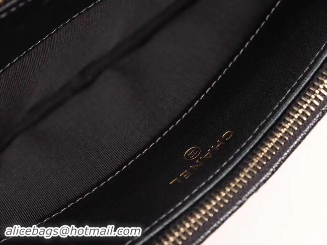 Stylish Chanel Calfskin & Gold-Tone Metal A82527 black