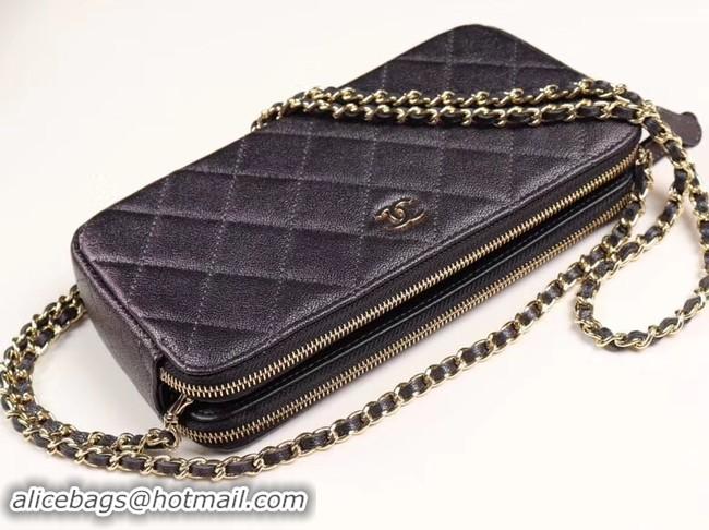 Stylish Chanel Calfskin & Gold-Tone Metal A82527 black