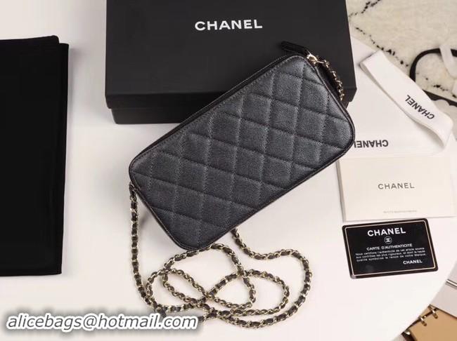 Stylish Chanel Calfskin & Gold-Tone Metal A82527 black