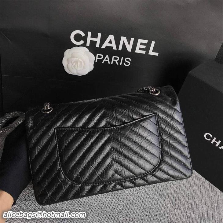 Good Quality Chanel Flap Original Cowhide Leather 30225 black Silver chain