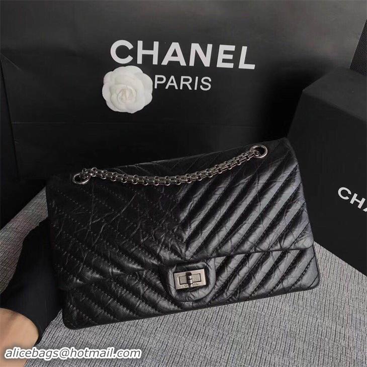 Good Quality Chanel Flap Original Cowhide Leather 30225 black Silver chain