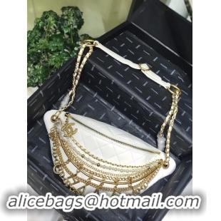 Grade Quality Chanel Original Leather Pearl Belt Bag C2039 white