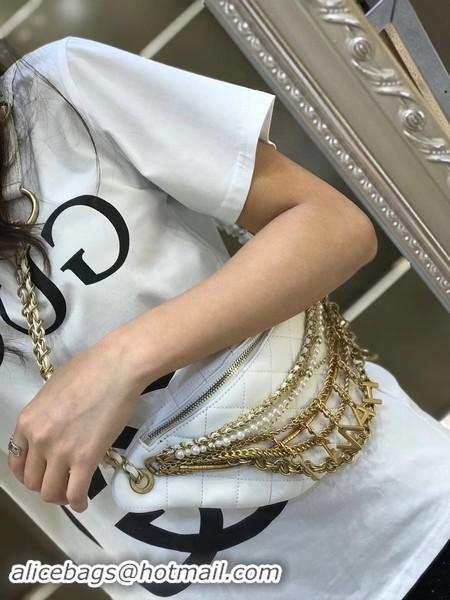 Grade Quality Chanel Original Leather Pearl Belt Bag C2039 white