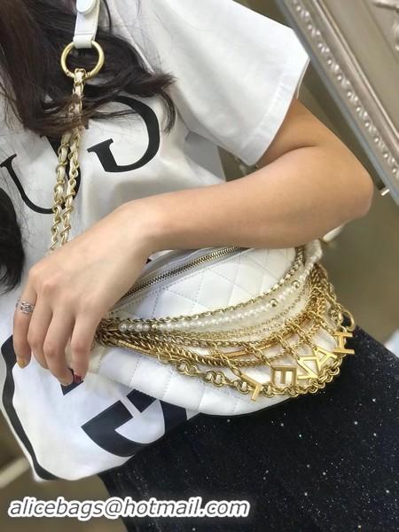 Grade Quality Chanel Original Leather Pearl Belt Bag C2039 white