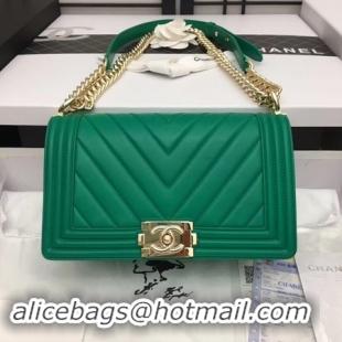 Discount Chanel Boy Flap Shoulder Bag Original Sheepskin Leather A67086 green