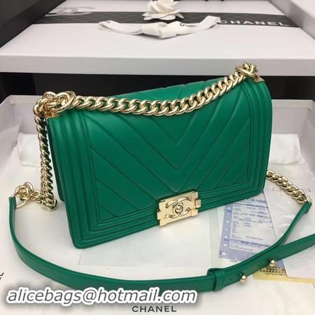 Discount Chanel Boy Flap Shoulder Bag Original Sheepskin Leather A67086 green