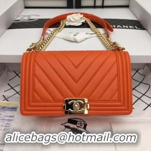 Cheap Price Boy Chanel Flap Shoulder Bag Leather A67085 orange