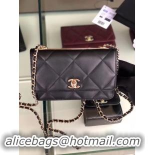 Top Design Chanel flap bag Lambskin & Gold-Tone Metal 3798 black