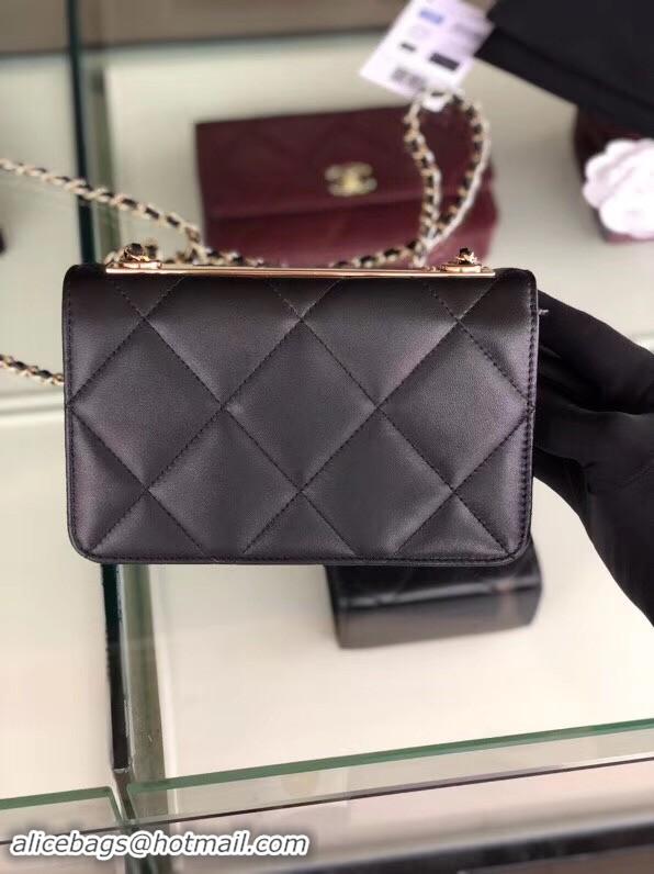 Top Design Chanel flap bag Lambskin & Gold-Tone Metal 3798 black