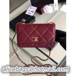 Pretty Style Chanel flap bag Lambskin & Gold-Tone Metal 3798 Purplish