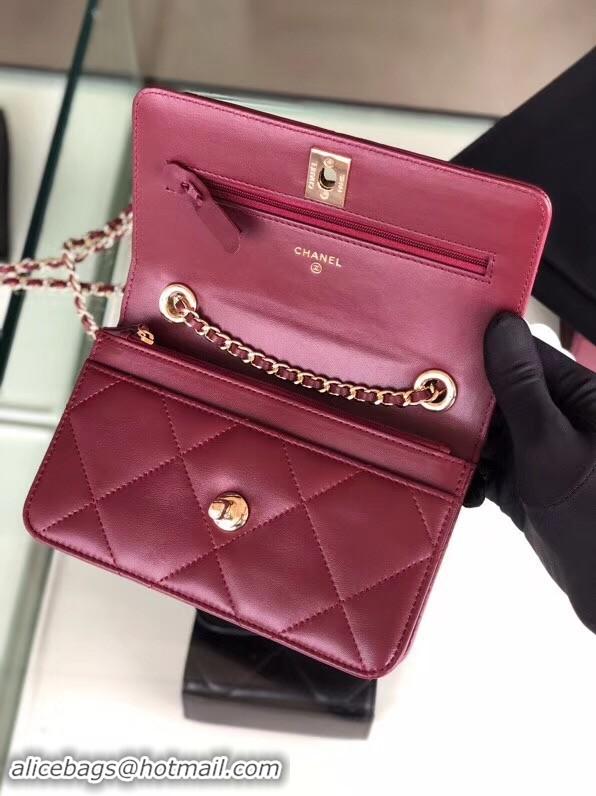 Pretty Style Chanel flap bag Lambskin & Gold-Tone Metal 3798 Purplish