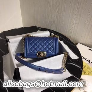 Super Quality Boy Chanel Flap Shoulder Bag Original Leather Blue A67085 Gold