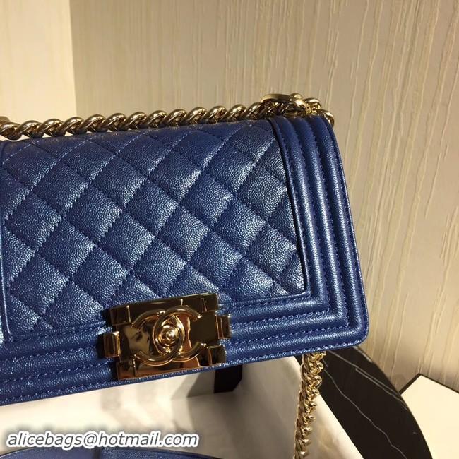 Super Quality Boy Chanel Flap Shoulder Bag Original Leather Blue A67085 Gold