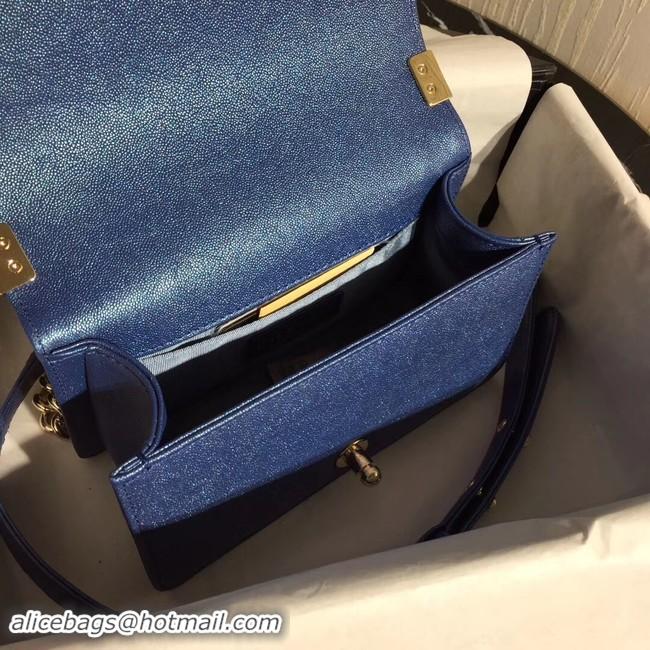 Super Quality Boy Chanel Flap Shoulder Bag Original Leather Blue A67085 Gold