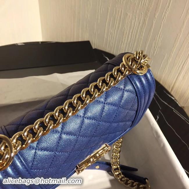 Super Quality Boy Chanel Flap Shoulder Bag Original Leather Blue A67085 Gold