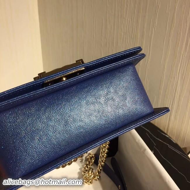 Super Quality Boy Chanel Flap Shoulder Bag Original Leather Blue A67085 Gold