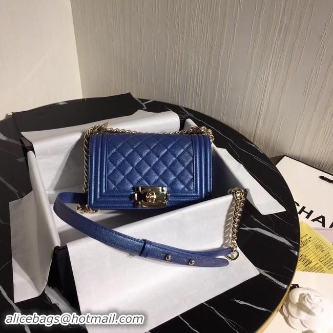 Super Quality Boy Chanel Flap Shoulder Bag Original Leather Blue A67085 Gold