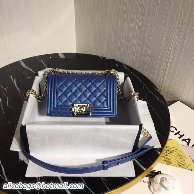 Super Quality Boy Chanel Flap Shoulder Bag Original Leather Blue A67085 Gold