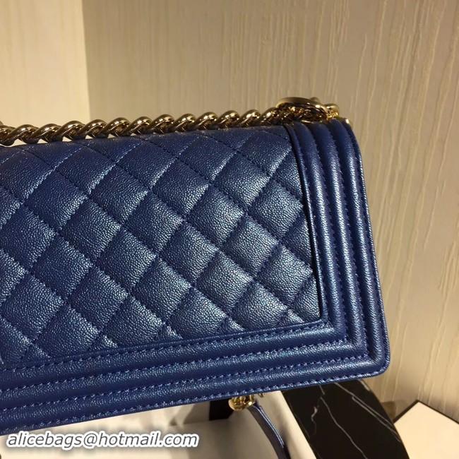 Super Quality Boy Chanel Flap Shoulder Bag Original Leather Blue A67085 Gold