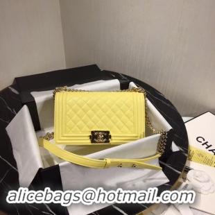 Most Popular Boy Chanel Flap Shoulder Bag Original Leather Yellow A67085 Gold