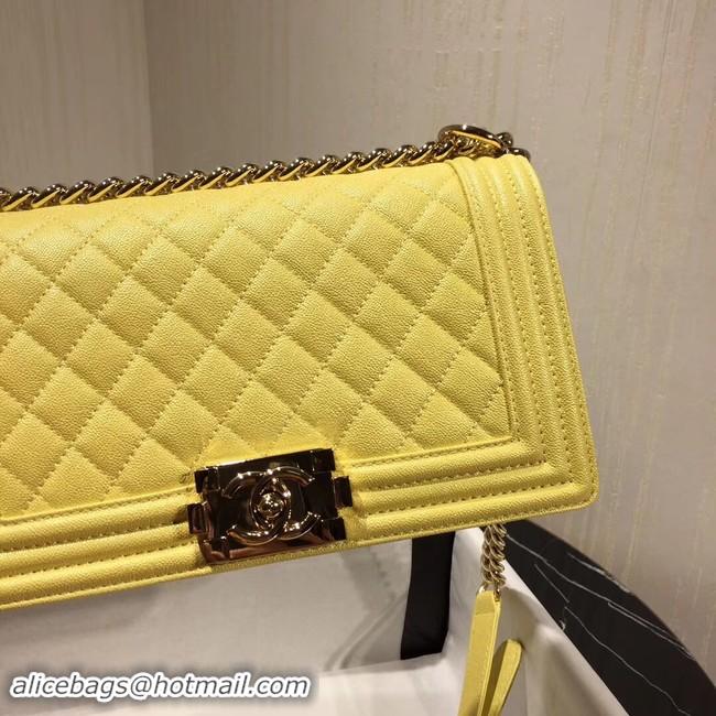 Most Popular Boy Chanel Flap Shoulder Bag Original Leather Yellow A67085 Gold