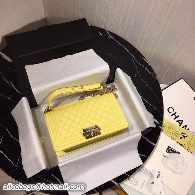 Most Popular Boy Chanel Flap Shoulder Bag Original Leather Yellow A67085 Gold