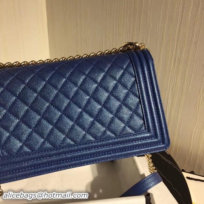 AAAAA Chanel Le Boy Flap Shoulder Bag Original Leather Blue A67086 Gold