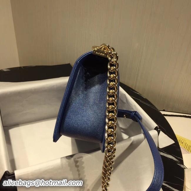 AAAAA Chanel Le Boy Flap Shoulder Bag Original Leather Blue A67086 Gold