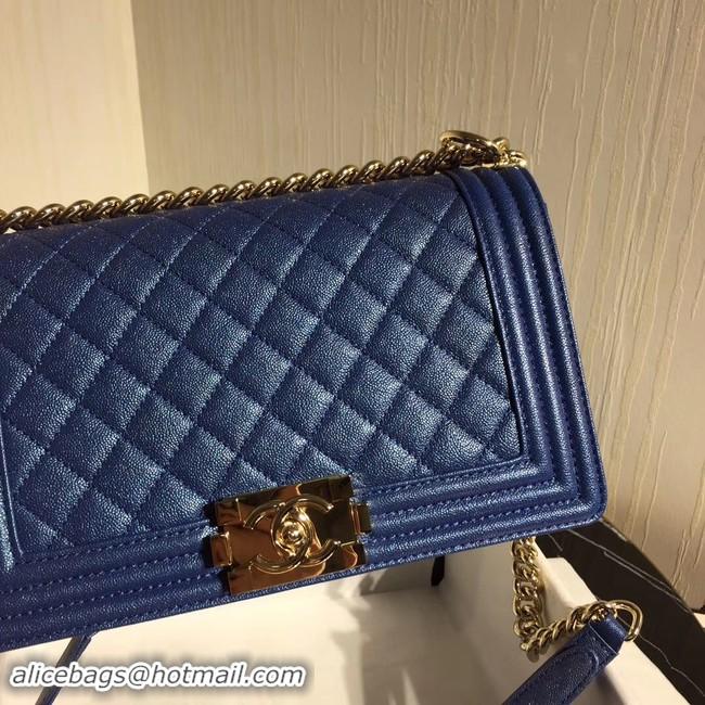 AAAAA Chanel Le Boy Flap Shoulder Bag Original Leather Blue A67086 Gold