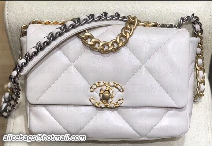 New Fashion Chanel 19 Small Leather Flap Bag AS1160 White 2019