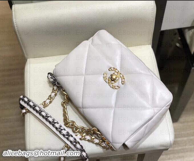 New Fashion Chanel 19 Small Leather Flap Bag AS1160 White 2019